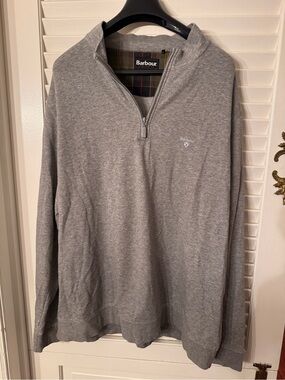 Barbour Men's Light Gray 1/4-Zip Sweater